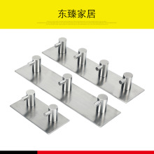 免钉双衣钩浴室卫生间排钩自粘钩衣帽钩免打孔挂钩不锈钢挂衣钩