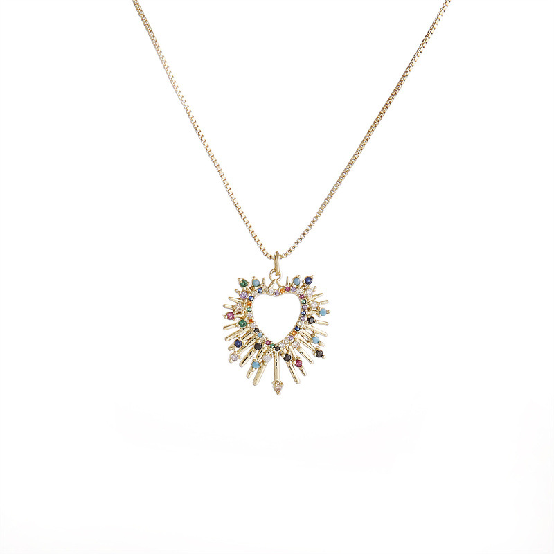 fashion simple hollow heart-shaped necklace copper necklace