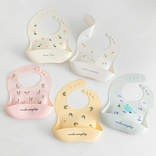 ins maternal and infant products baby bibs waterproof children's silicone bibs baby saliva rice bag no-wash summer
