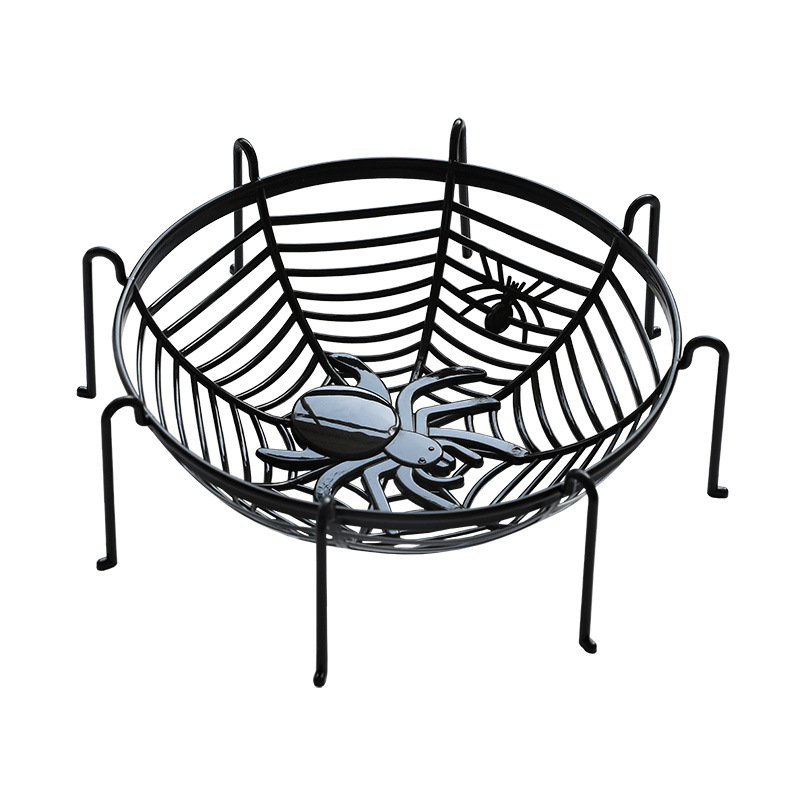 Cesta de frutas de araña de Halloween, bandeja de frutas de araña, esqueleto de araña, bandeja de caramelo, decoración de fiestas, props