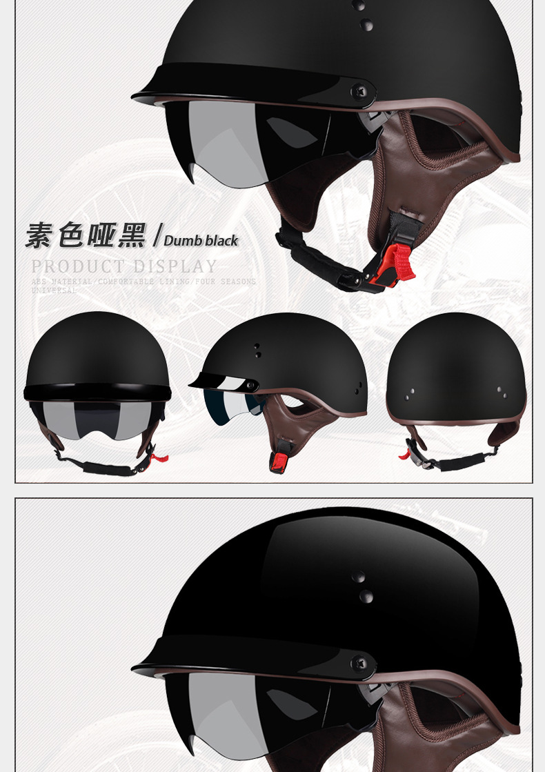 New National Standard 3C Motorcycle Helmet for Men and Women, Retro Half Helmet, Cement Gray Motorcycle Safety Helmet, Spring and Summer