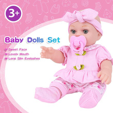 跨境热卖12寸搪胶娃娃公仔仿真婴儿洋娃娃组合30CM重生娃娃批发