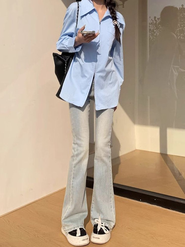 Vintage Distressed Yellow Clay High-Waisted Micro-Round Hem Women's Spring and Autumn New Elastic Fitting Slimming Versatile Hoof Pants