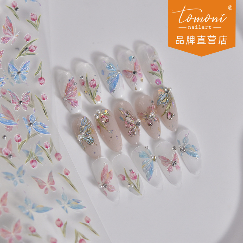 tomoni crystal diamond nail stickers no loss cooperation Japanese cute nail stickers wholesale colorful butterfly MS438 tomoni crystal diamond nail stickers no loss cooperation Japanese cute nail stickers wholesale colorful butterfly MS438