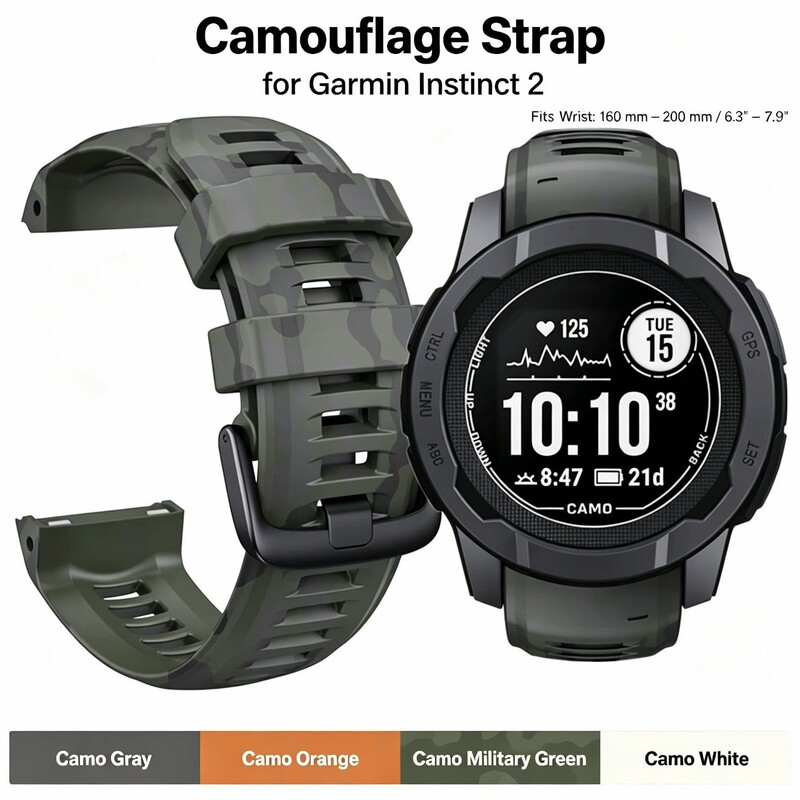 Instinct 2 Tactical Camouflage Style Silicone Strap Compatible with GARMIN Instinct 2 Instinct 2 Tactical Camouflage Style Silicone Strap Compatible with GARMIN Instinct 2