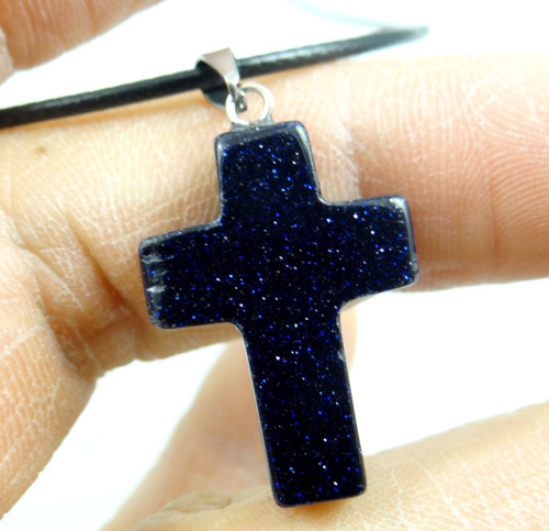 Comercio exterior caliente Piedra Natural Rosa cristal ágata piedra Cruz colgante collar accesorios DIY joyería que hace