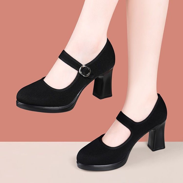 Cheongsam soft-soled cloth shoes model non-slip black 2025 spring new single-layer shoes work shoes high heels dancing mother