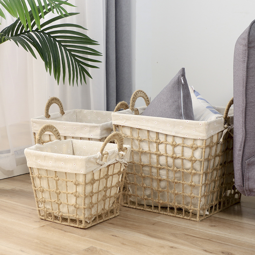 Cross-Border Rattan Snack Basket Dirty Clothes Storage Basket Removable Storage Dirty Clothes Basket Dirty Clothes Basket Laundry Basket Storage Basket