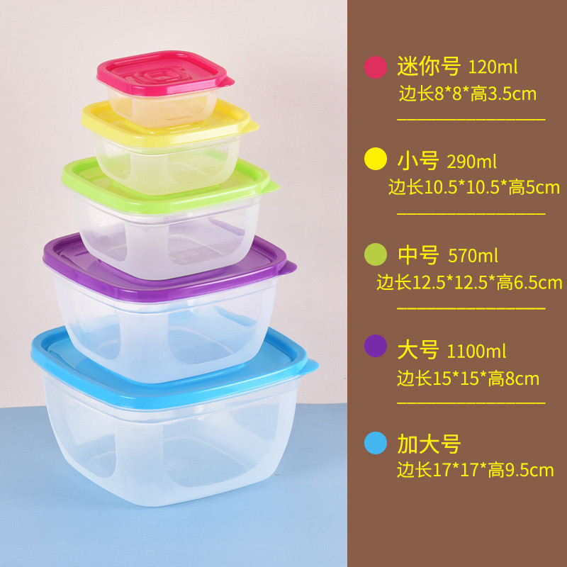 Caja de preservación sellada de plástico Caja de almuerzo de microondas Caja de almacenamiento de alimentos Caja de almacenamiento de gran capacidad Caja de congelación