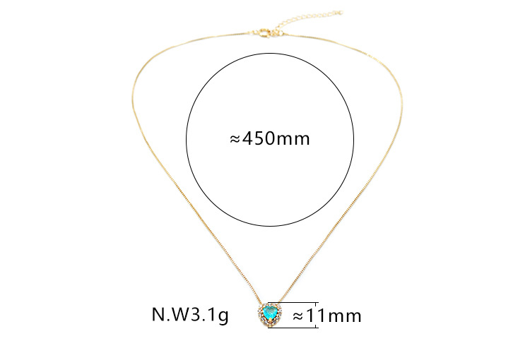 إكسسوارات الموضة الأوروبية والأمريكية ، قلادة جديدة ملونة على شكل قلب الزركون ، قلادة زجاجية مطلية بالذهب على شكل قلب display picture 1