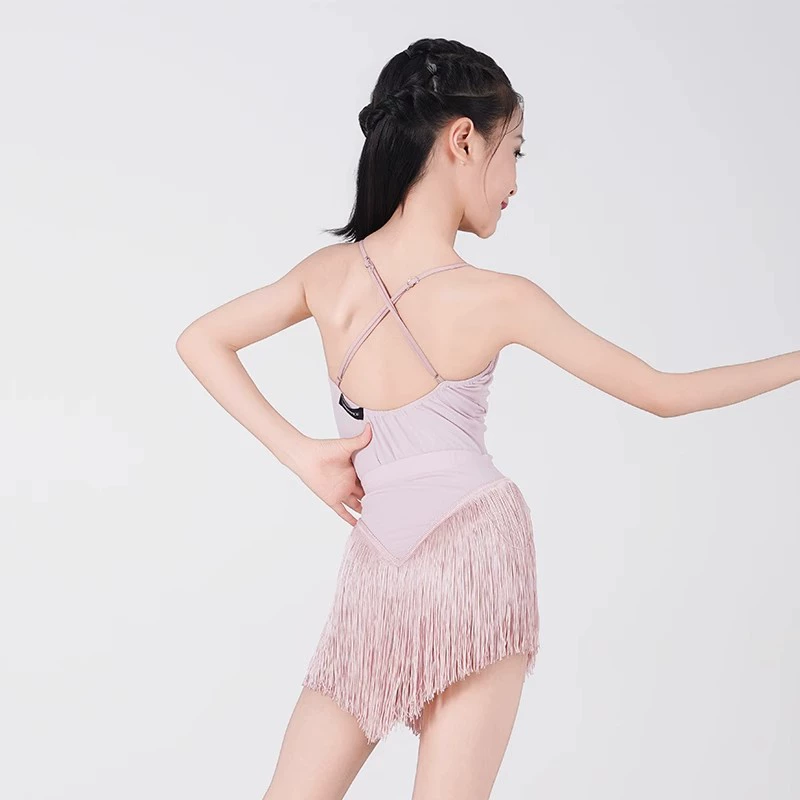 Гория's same Latin dance suit for spring and summer girls' versatile tassel suspender Latin dance suit for summer split training suit