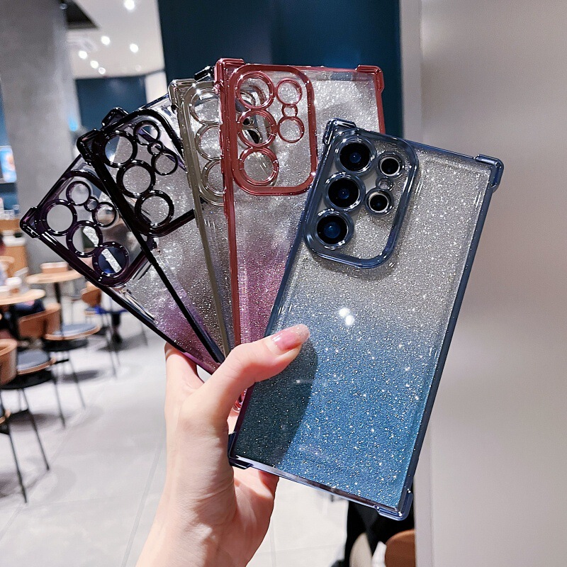 Four-Corner Anti-Drop Glitter Electroplating Suitable for Samsung S25Fe Phone Case S24Ultra/S23Plus/S22 Full Coverage
