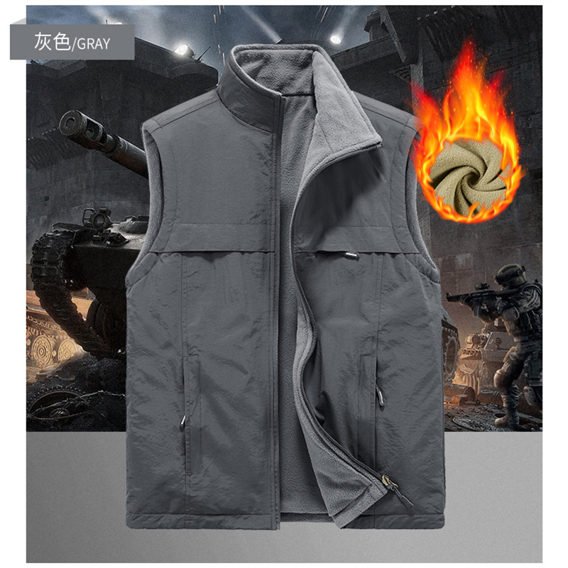 Invierno transfronterizo de lana de dos lados para hombres abrazadera de caballo para vestir el ocio grueso chaleco chaqueta ropa de trabajo chaleco personalizado