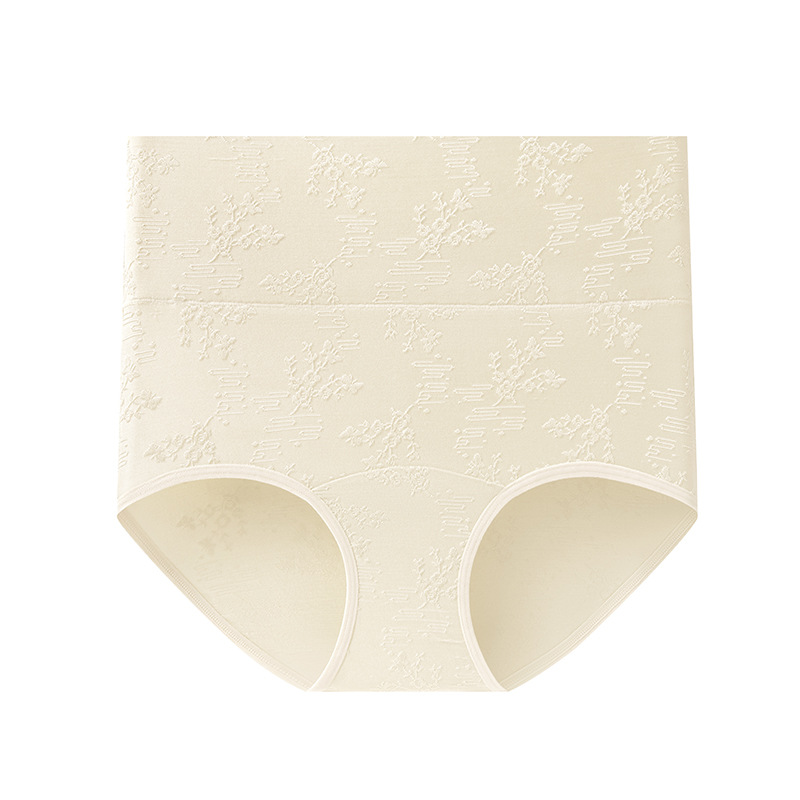 Ropa interior de estilo nacional, cintura alta, abdomen, entrepierna larga, talla grande, 200 kg, entrepierna de algodón puro, entrepierna antibacteriana de grado 10A, ropa interior jacquard para mujer