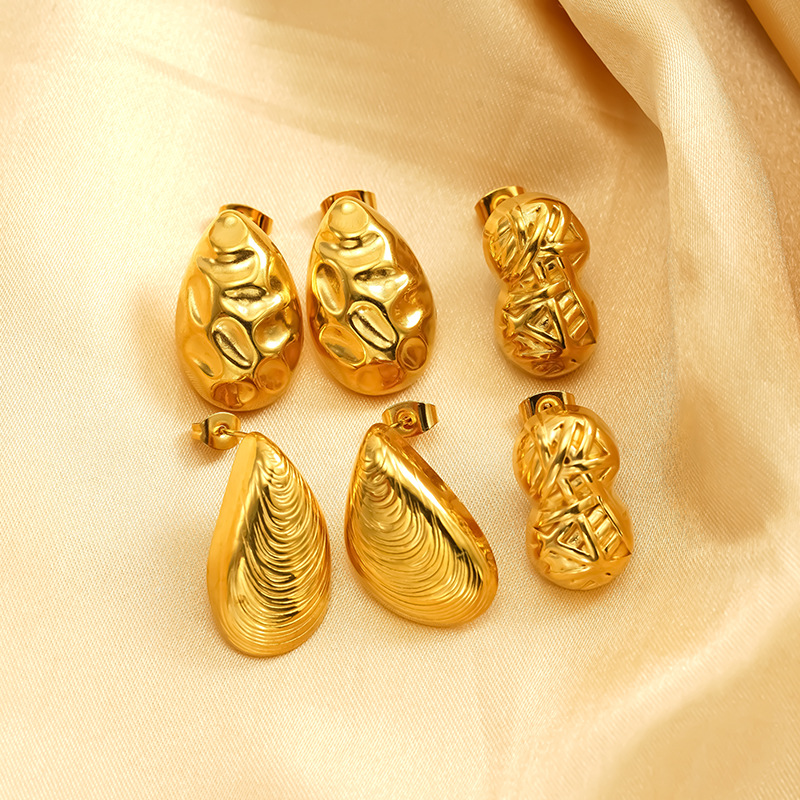 Boucles d oreilles clous marteau en acier inoxydable doré chic_voghion.com