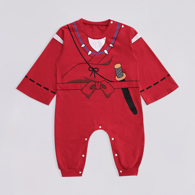 Vestido de una pieza de bebé de anime de primavera y otoño, un tipo de mameluco de manga larga de algodón puro, ropa de recién nacido, vestido de gatear para bebés, vestido de un año