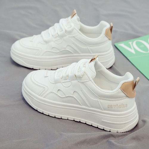 Women's 2024 Spring New White Shoes, Student Breathable, Versatile Sports Casual Dad Shoes, Soft Sole, Spring and Autumn