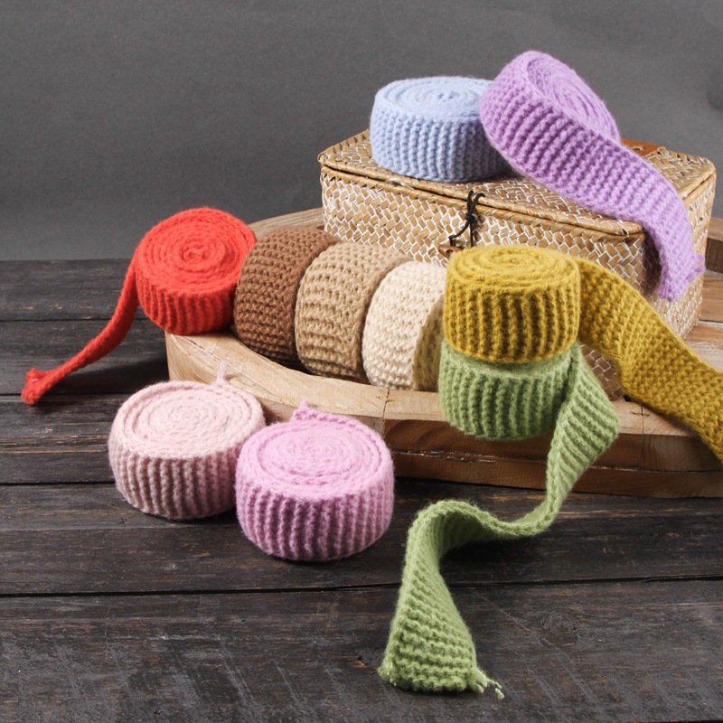 发饰IDIY蝴蝶结纯色毛线毛绒织带发箍发夹制作材料服装鞋帽辅料带