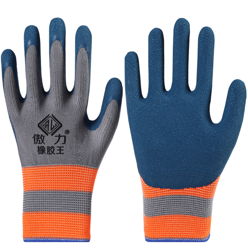Guantes de protección laboral neumáticos de goma de goma de trabajo de trabajo de nylon impregnado guantes de látex al por mayor