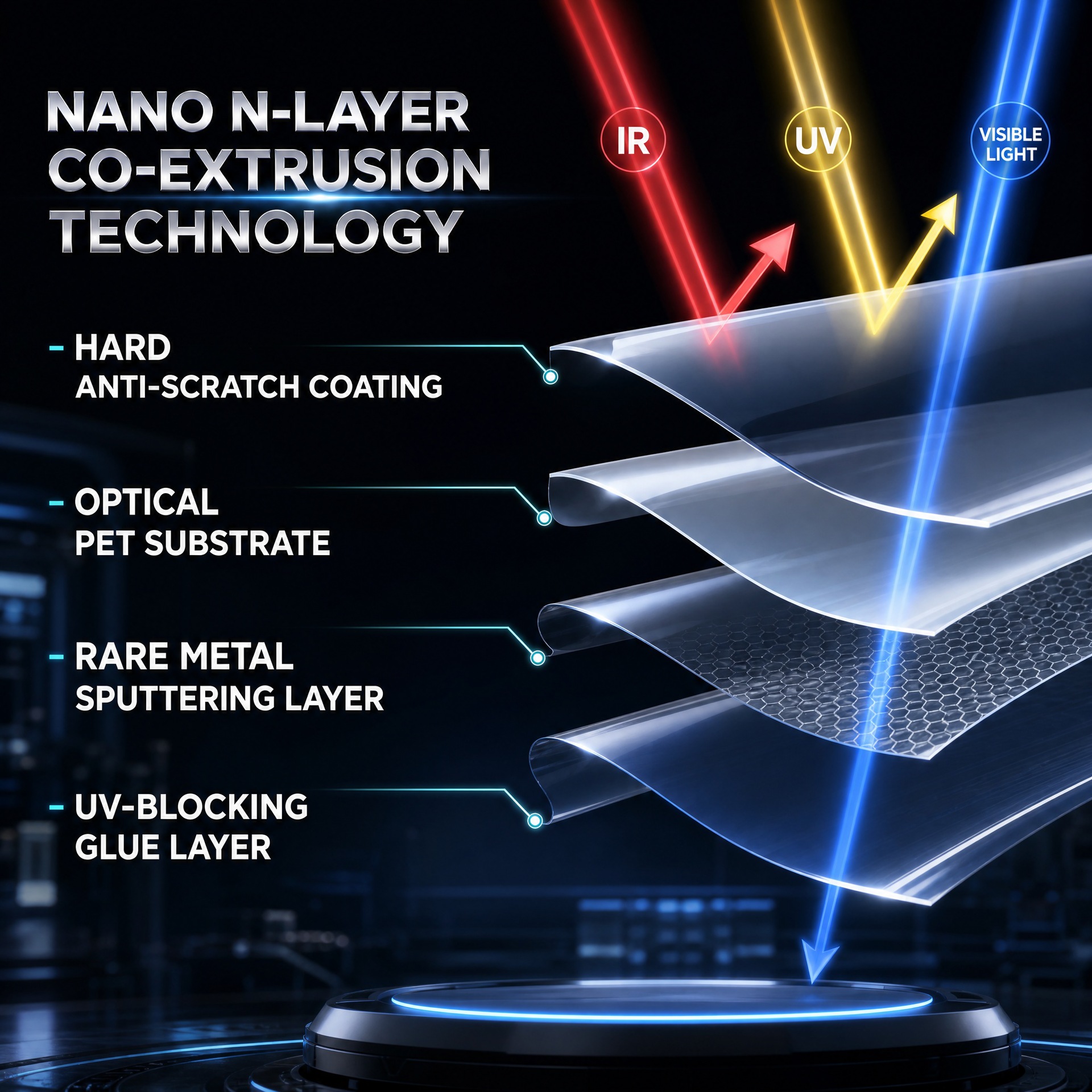 Car solar film 1mil 2mil 3mil thick nano-ceramic magnetron sputtering high insulation ultra-high transparency film