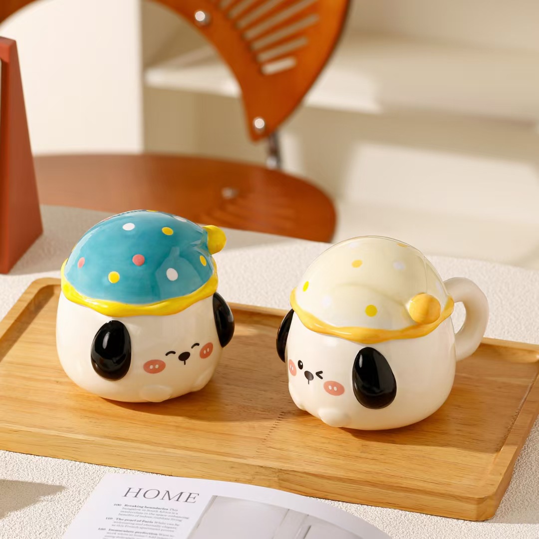 Taza de cachorro de dibujos animados lindo creativo Taza de bebida de cerámica con personalidad en relieve Taza transfronteriza de recuerdo de alto valor
