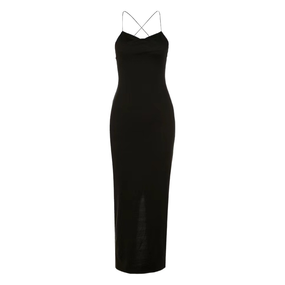 Transfronterizo europeo y americano ins style 2021 verano Nuevo sling de mujer de moda delgado vestido dividido de color sólido vestido de mujer