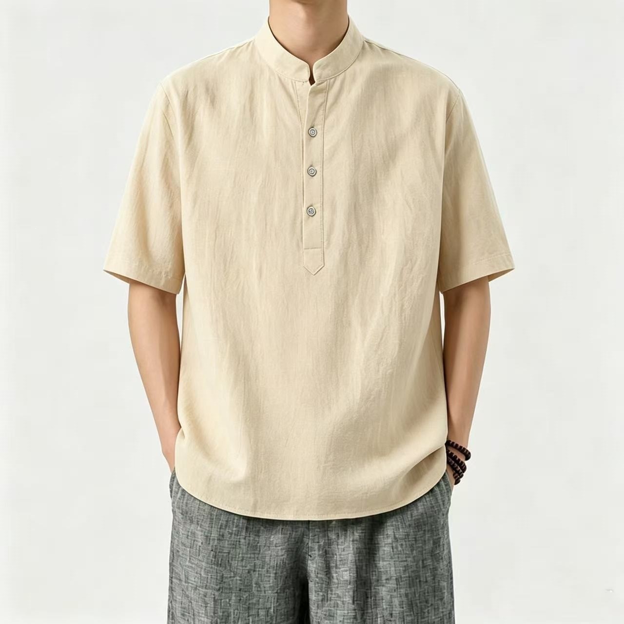 Summer thin solid shirt for leisure