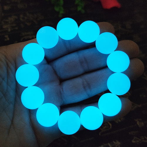High-brightness luminous stone bracelet, colorful fluorescent stone bracelet, men's and women's luminous pearl jewelry, luminous jade beads simple bracelet