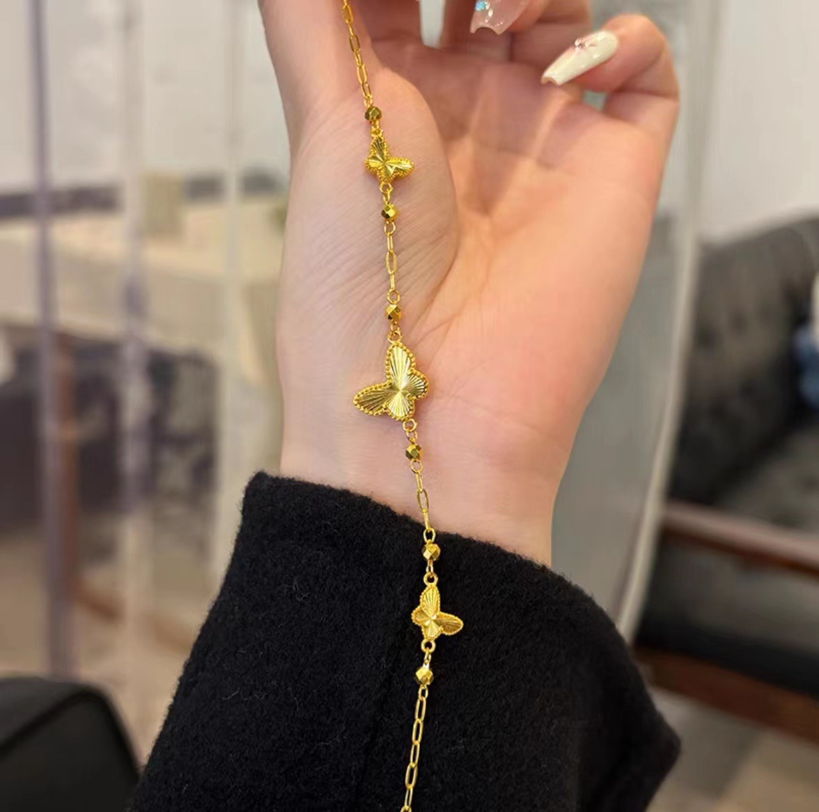 Vietnam gold laser butterfly bracelet new light luxury women's fashion elegant all-match bracelet live_voghion.com