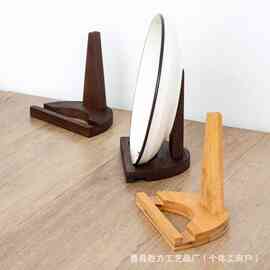 竹木盘子展示架圆盘收纳底座托架超市餐盘摆件陈列支架家用锅盖架