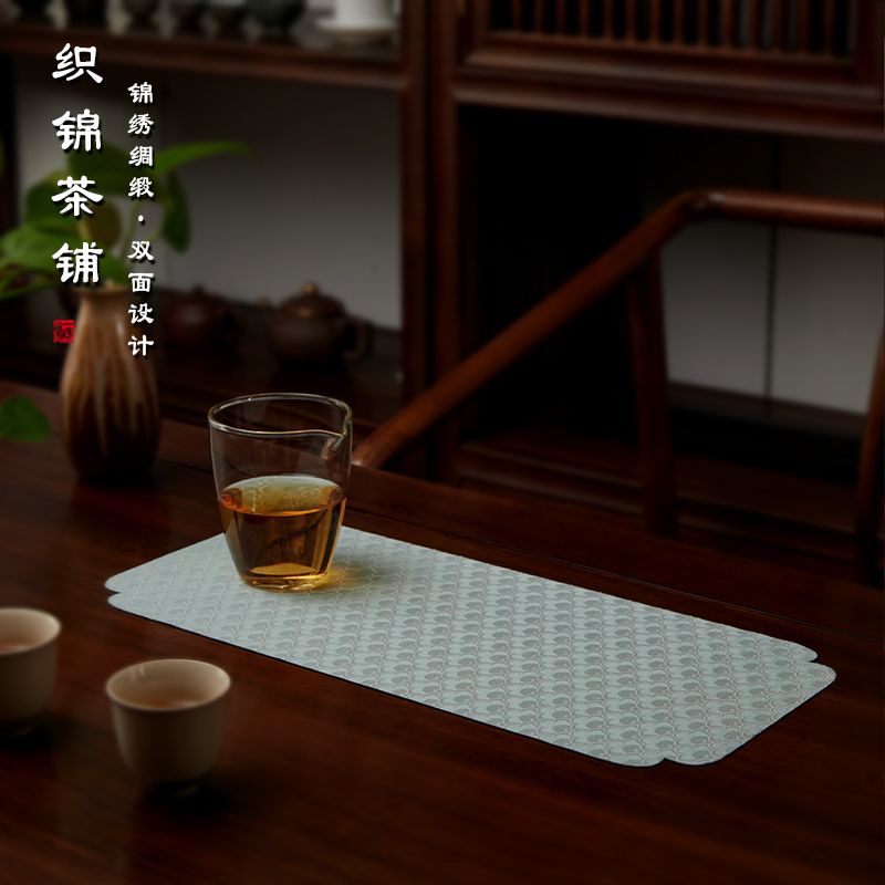 manual Tapestry Two-sided Buddhist mood Chinese style Tea ceremony Fabric art Table flag Make tea Tables, The cloth pad
