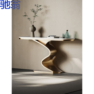 yp7 Light Luxury Rock Board Hallway Table Modern Simple Villa Hotel Lobby Wall End View Platform Super Narrow Corridor