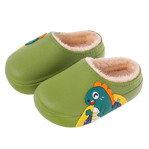 Winter kids cartoon cute warm waterproof anti-slip girls home boy baby furry children's cotton slippers