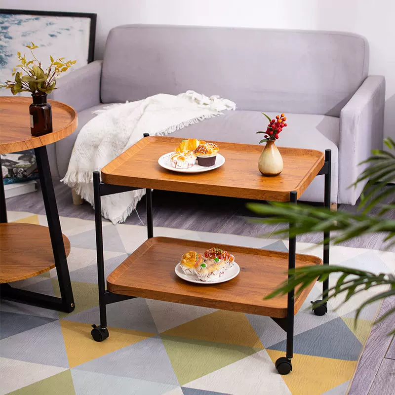 北欧风家用可移动小推车茶几客厅沙发边几迷你小桌子置物架餐车