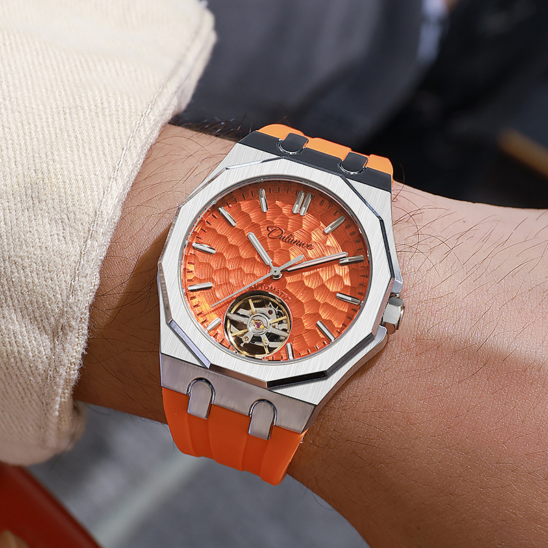 Durenwei Herren-Automatikuhr Tourbillon Stahlarmband