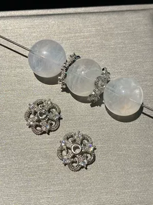 Zərgərlik ara hissələri, Zircon Crystal Accessories DIY Flower - white-gold-hollow-diamond-14mm-one