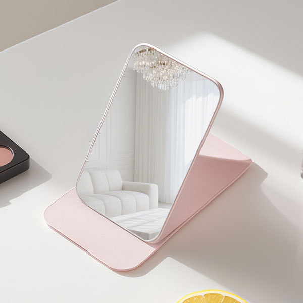 Espejo plegable pequeño espejo de cuero PU dormitorio estudiantil de belleza de escritorio portátil hogar dormitorio de escritorio espejo de maquillaje