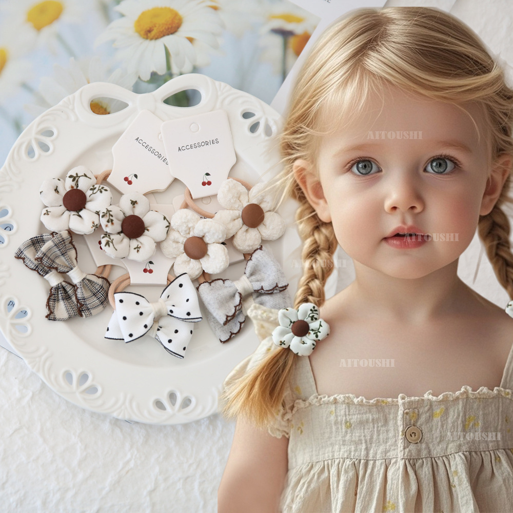 A236 外贸工厂店跨境批发儿童头饰花朵皮筋头绳蝴蝶结皮筋套装