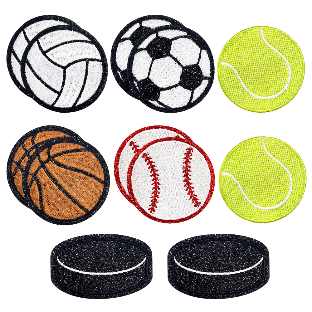 Volleyball Basketball Football Baseball Ice Hockey Tennis Flat Embroidery Sports Ball Games Embroidery Cloth Stickers