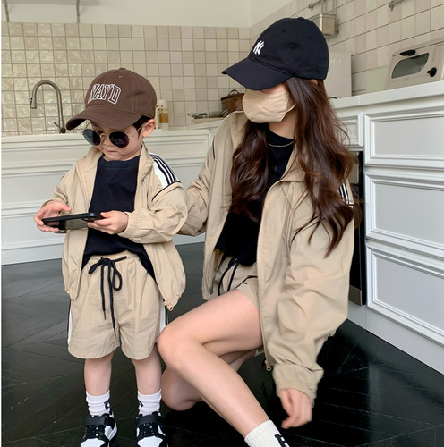 Play together parent-child clothing summer boys and girls parent-child summer outdoor clothing set sun protection two-piece set T23X73