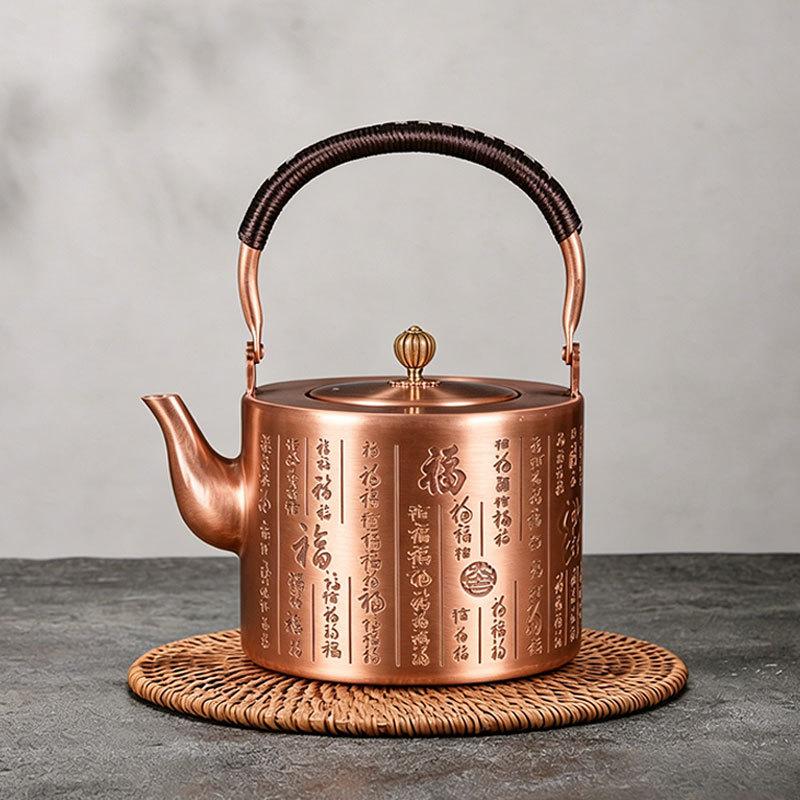 Tetera de Cobre Puro Hecha a Mano Cobre Rojo Estilo Retro para Hogar image 17