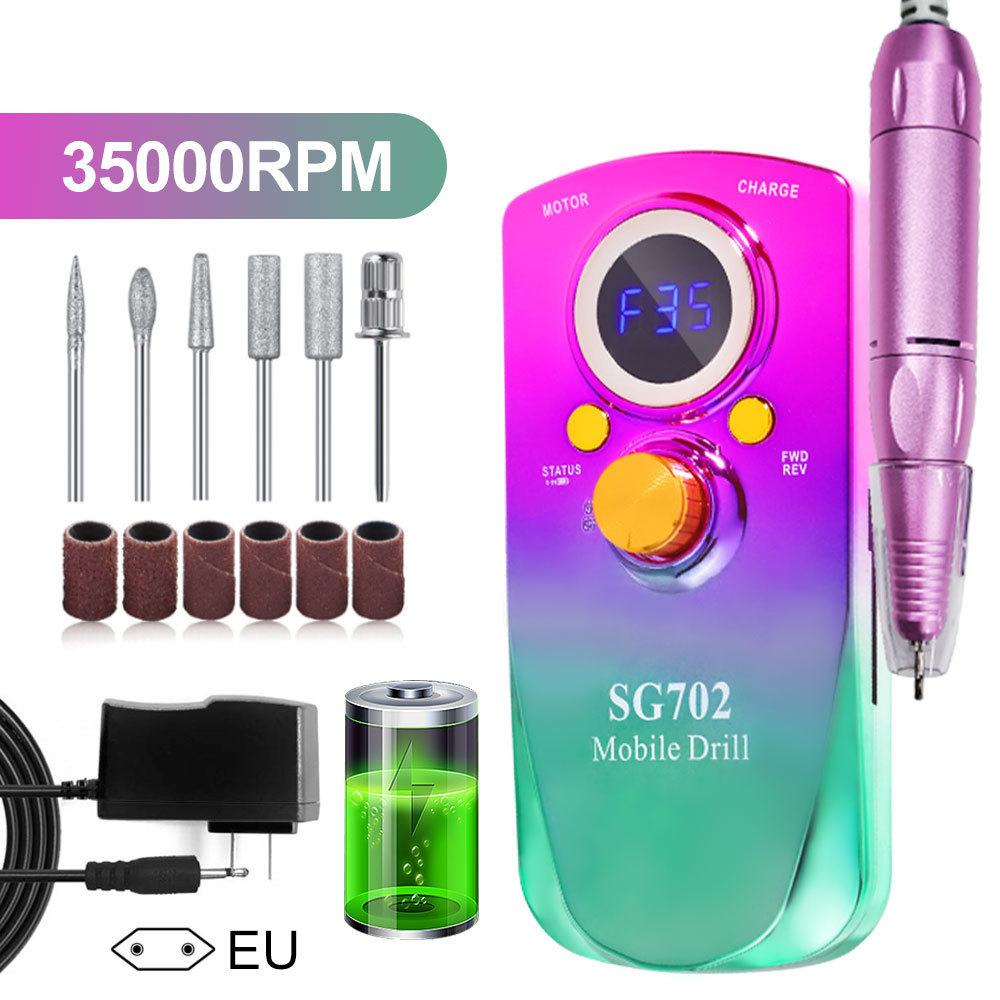 Máquina de manicura portátil, máquina de manicura 35000 rpm, juego de máquina de manicura eléctrica de alta potencia