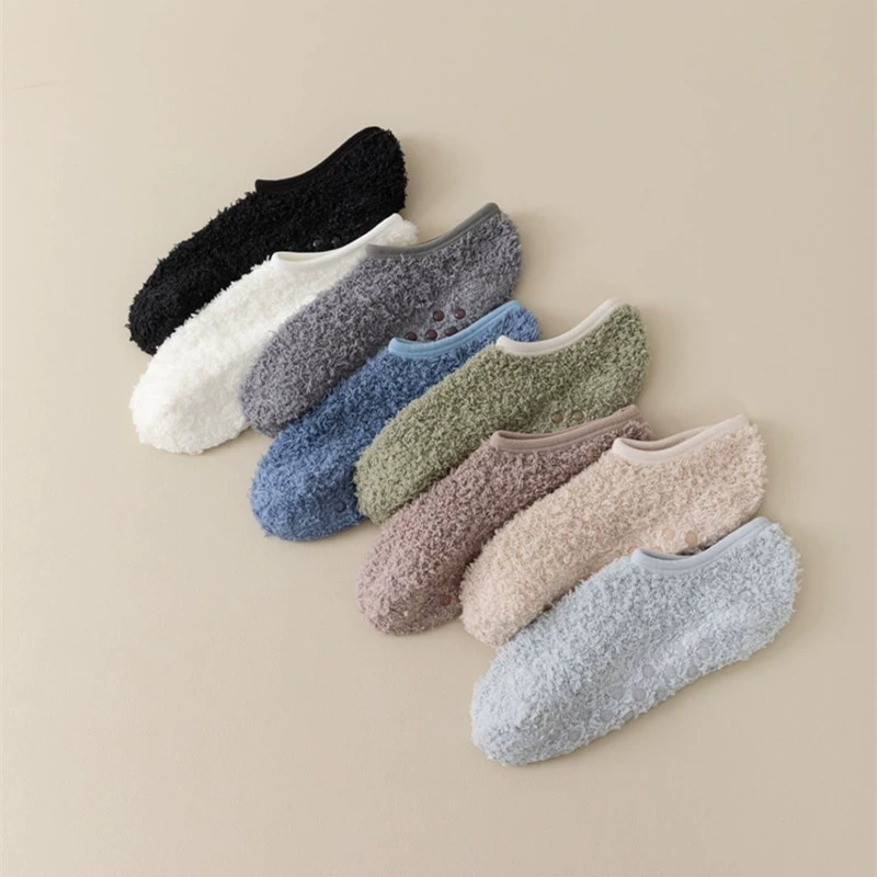 Нескользящие мужские носки из кораллового флиса, комнатные носки с кондиционером, антихолодные артефакты, домашние носки на флисовой подкладке, полубархатные носки-лодочки, носки-тапочки