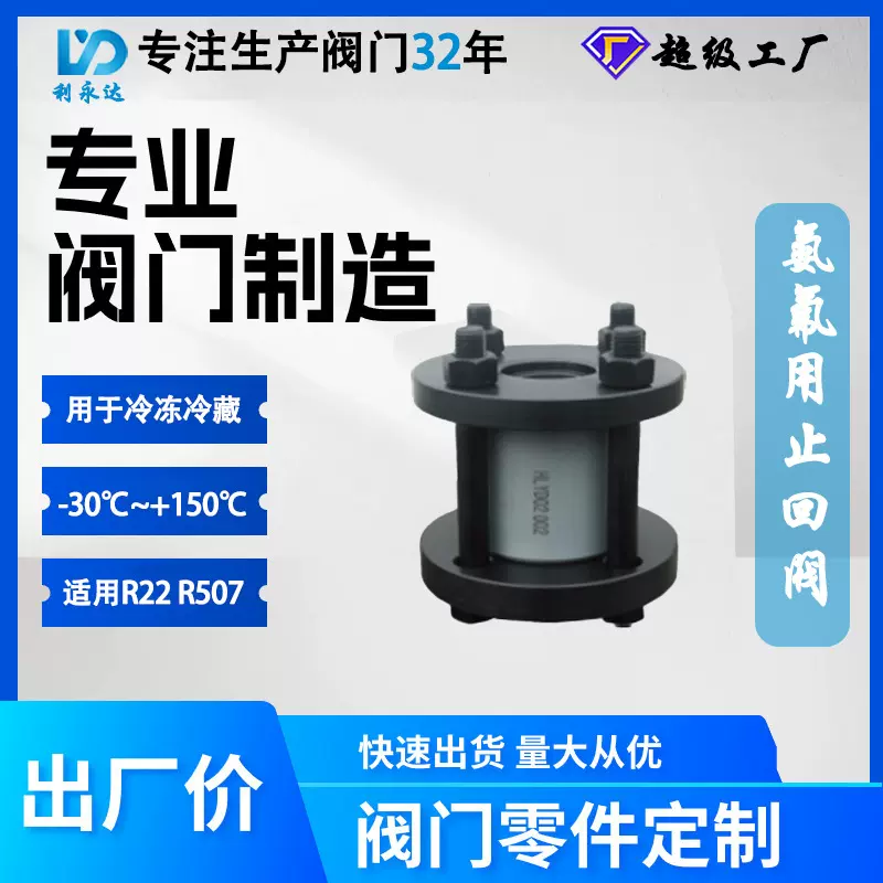 利永达氨氟止回阀 铸铁法兰防回流阀 制冷空调单向阀厂家定制