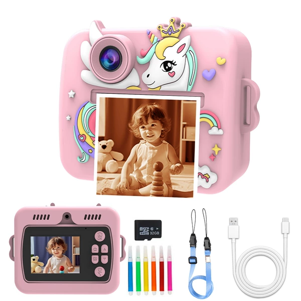 Fuchsia orange memory card, pack, unicorn, 32G