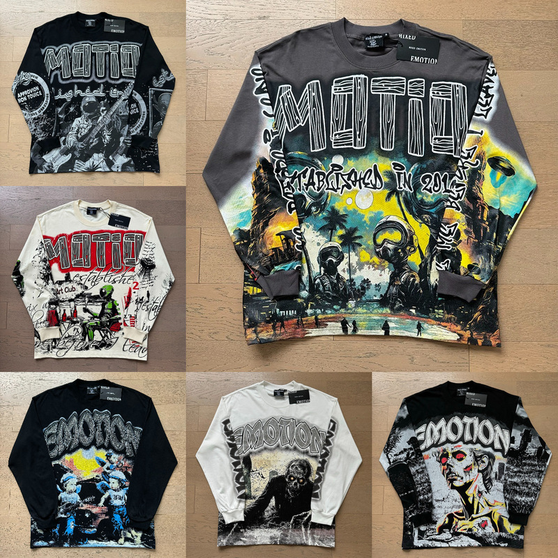 Trendy Mixed Emotion Full-Print Direct-Print Long-Sleeve T-Shirt High Street Fashion Unisex Autumn and Winter Casual Base Shirt Trendy Mixed Emotion Full-Print Direct-Print Long-Sleeve T-Shirt High Street Fashion Unisex Autumn and Winter Casual Base Shirt