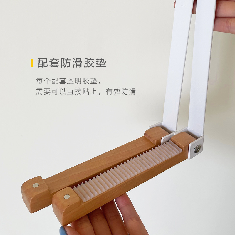 Gancho de estante de almacenamiento de puerta sin perforar de madera maciza colgante de pared plegable que ahorra espacio sin costuras percha de limpieza de ropa durante la noche