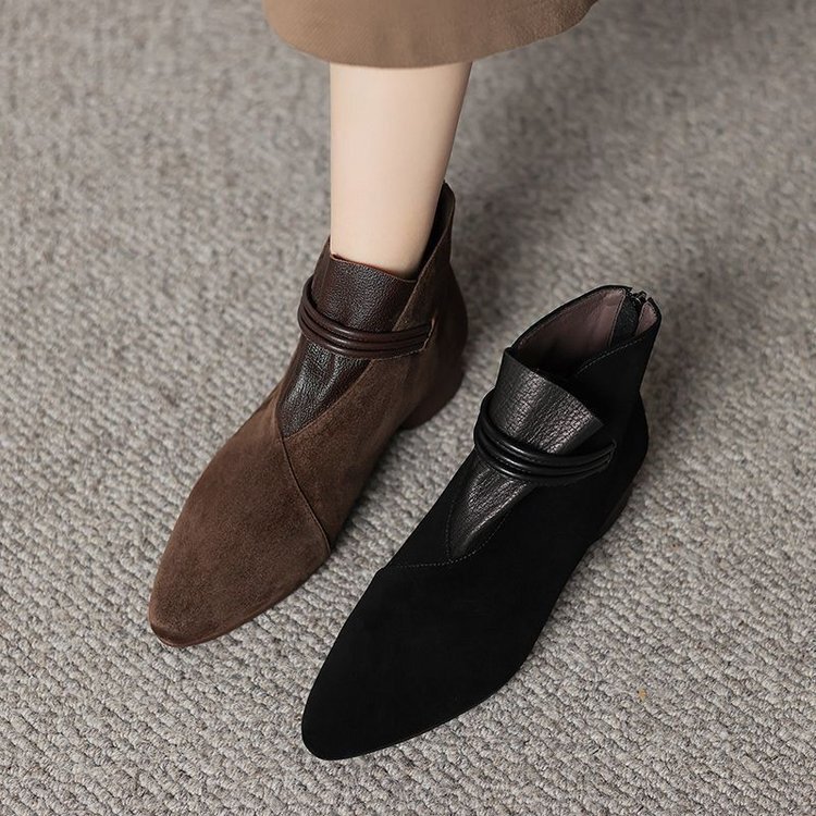 In-Stock 2025 Autumn and Winter New Women's Boots with Pointed Toe, Low Heel, Fashionable Versatile Suede Fleece-Lined Fashion Boots In-Stock 2025 Autumn and Winter New Women's Boots with Pointed Toe, Low Heel, Fashionable Versatile Suede Fleece-Lined Fashion Boots