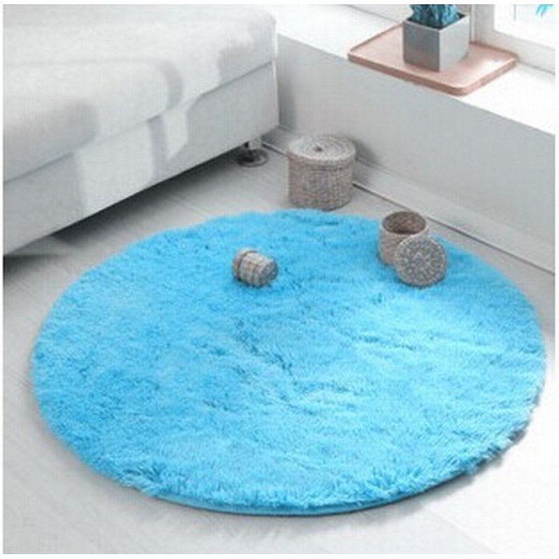 Alfombra de seda redonda de color sólido dormitorio de chicas cestas colgantes almohadilla giratoria piso de sala de estar simple sofá mesa de té almohadilla