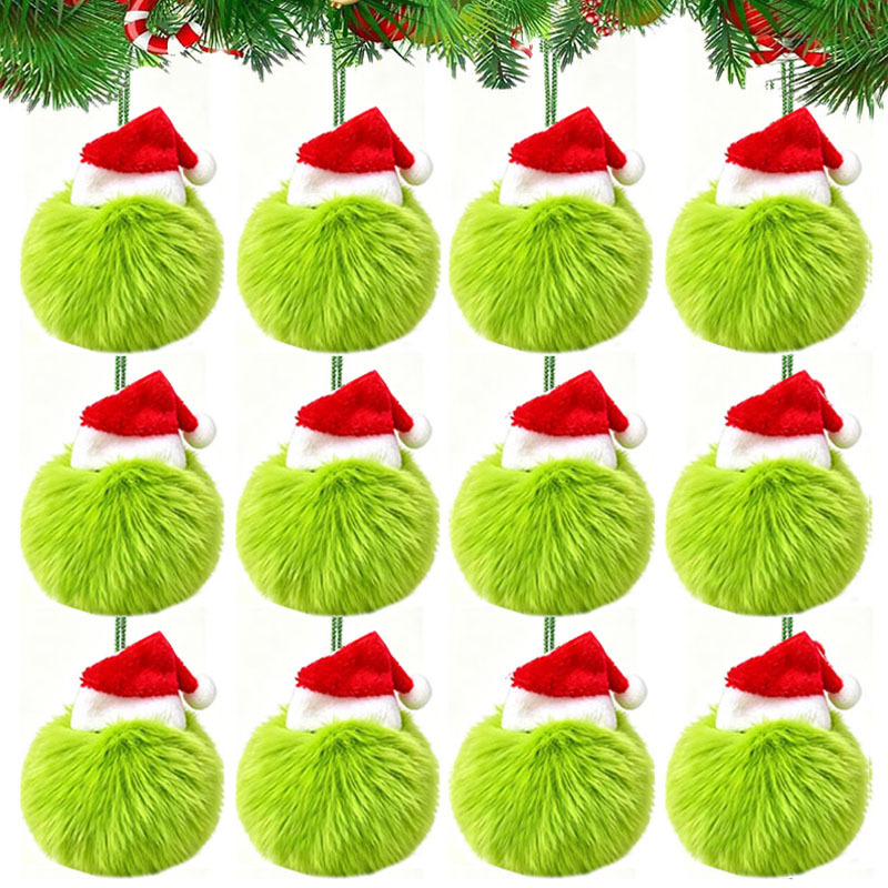 Cross-border best-selling Christmas hat plush ball green furry monster elf party Christmas decoration plush ball DIY faux rabbit fur ball Cross-border best-selling Christmas hat plush ball green furry monster elf party Christmas decoration plush ball DIY faux rabbit fur ball